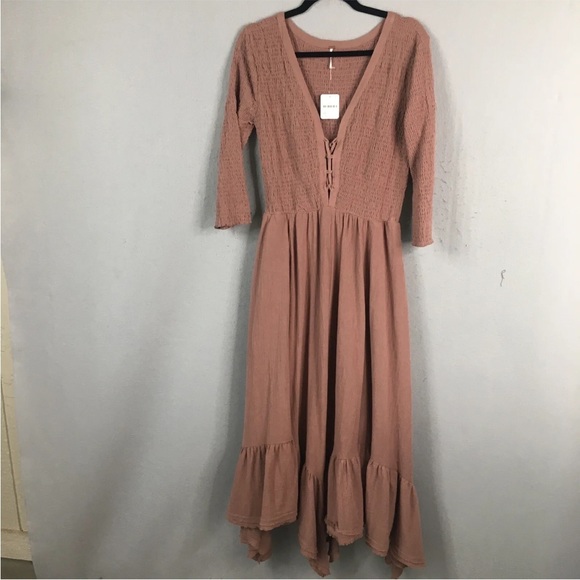 Free People Dresses & Skirts - Free people dress bohemian boho mauve dusty rose peasant gauze flowy Gypsy new